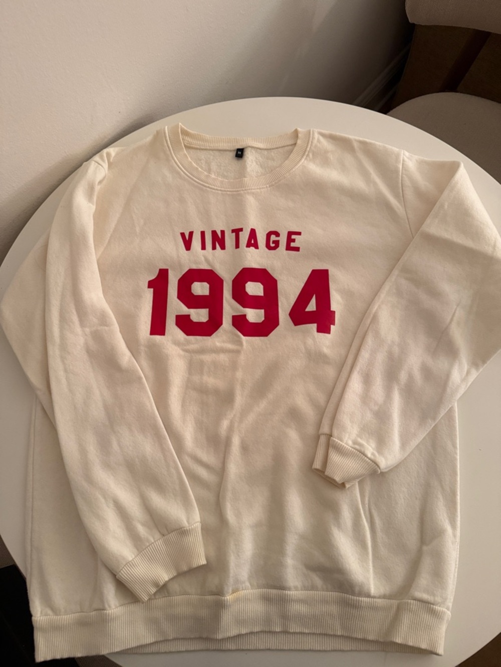 Vintage 1994 Cream Sweatshirt with Red Print